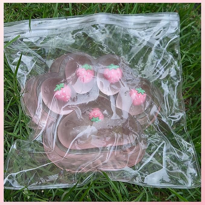 Large Cat Paw Taba Squishy Big Squeeze Toys 5-inch Strawberry Pink Cute Fufu Squishy Sensory Stress Relief Fidget Toys for Party Favors Sensory Anxiety Toys for Adults (Strawberry)