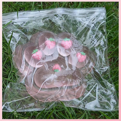 Large Cat Paw Taba Squishy Big Squeeze Toys 5-inch Strawberry Pink Cute Fufu Squishy Sensory Stress Relief Fidget Toys for Party Favors Sensory Anxiety Toys for Adults (Strawberry)
