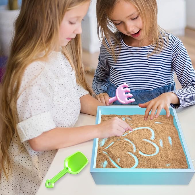ArtCreativity Wood Sand Painting Light Box for Kids, Table LED Sandbox with 3 Light Up Modes and Sand Toys, Art Sand Animation, Relaxing Sensory Play, Exploration, Motor Skills & Learning
