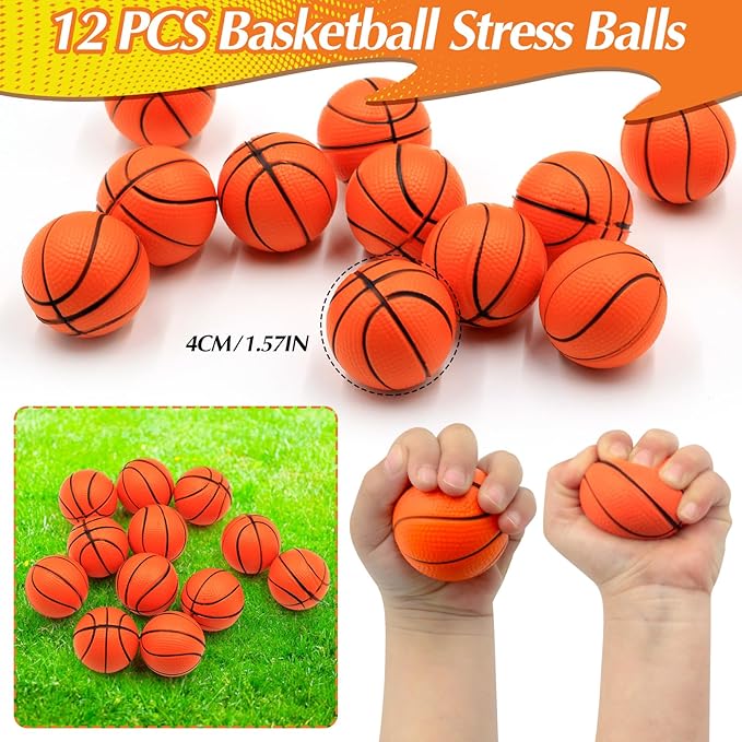 122Pcs Basketball Party Favors Basketball Goodie Bag Favors with Stress Ball Keychain Tattoo Sticker Silicone Bracelet for Basketball Themed Birthday Party Supplies