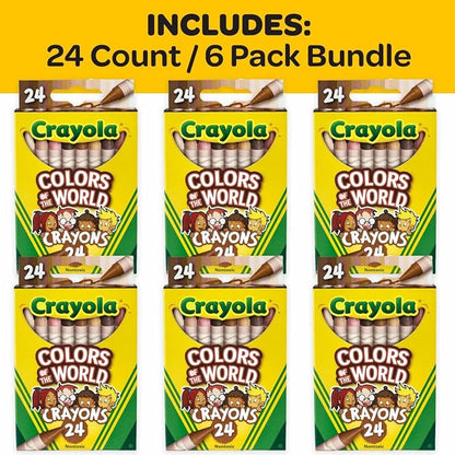 Crayola Bulk Crayon Set, Colors of The World, Multicultural Crayons, School Supplies, 6 Sets of 24 Colors