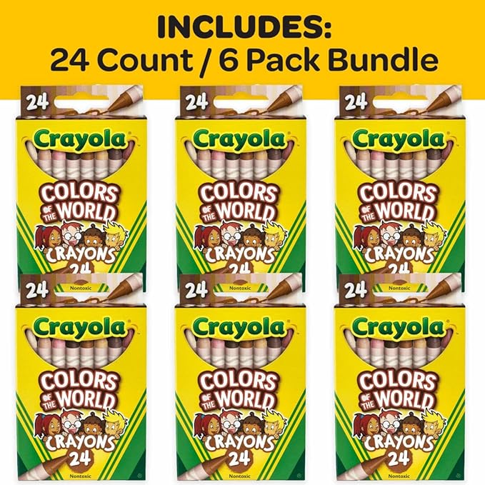 Crayola Bulk Crayon Set, Colors of The World, Multicultural Crayons, School Supplies, 6 Sets of 24 Colors