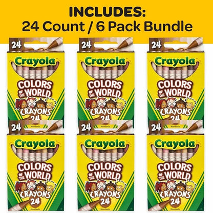 Crayola Bulk Crayon Set, Colors of The World, Multicultural Crayons, School Supplies, 6 Sets of 24 Colors