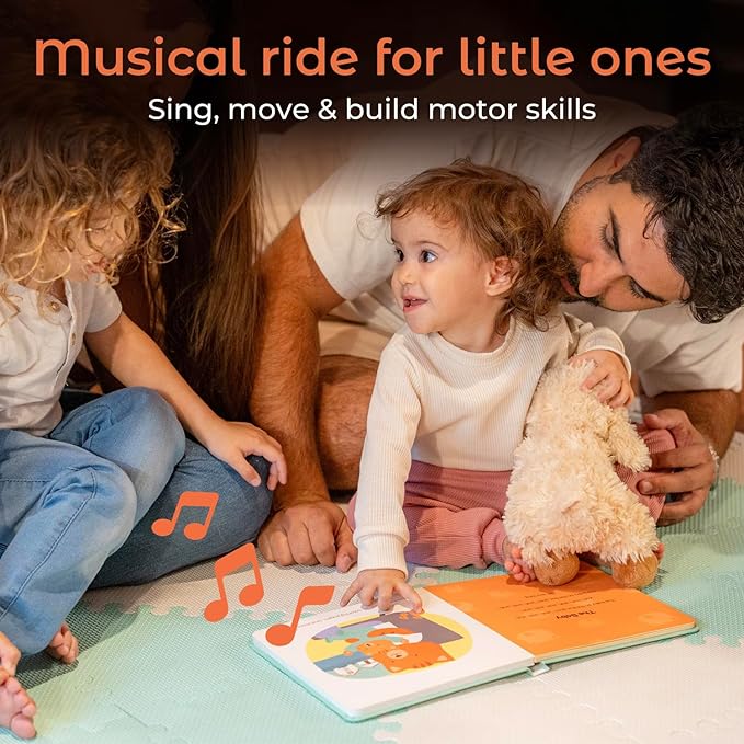 Calis Books The Wheels on the Bus Book - Rechargeable Musical Book, Headphone Jack, Books for 1 Year Old, Musical Book for Toddlers 1-3, Musical Toy Toddlers