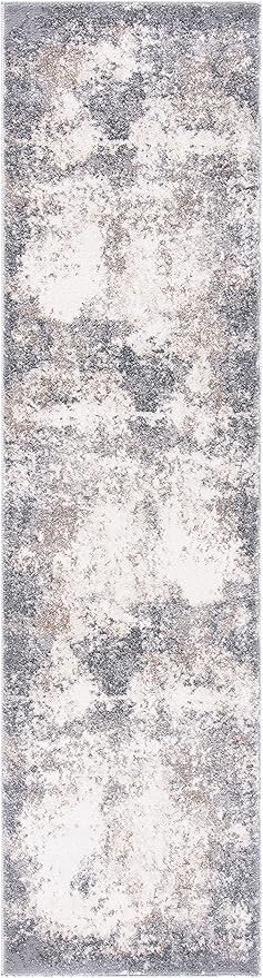 SAFAVIEH Aston Collection Runner Rug - 2' x 12', Grey & Ivory, Modern Abstract Design, Non-Shedding & Easy Care, Ideal for High Traffic Areas in Living Room, Bedroom (ASN707F)