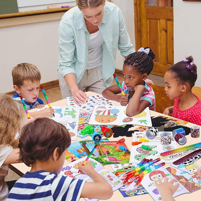 BenLouis 192Pcs Kids Party Favors Mini Coloring Books Crayon Slap Bracelets Stickers Set Bulk for Kids 4-8-12 Classroom Birthday Gifts Goodie Bags Pinata Stuffers School Rewards Crafts Supplies