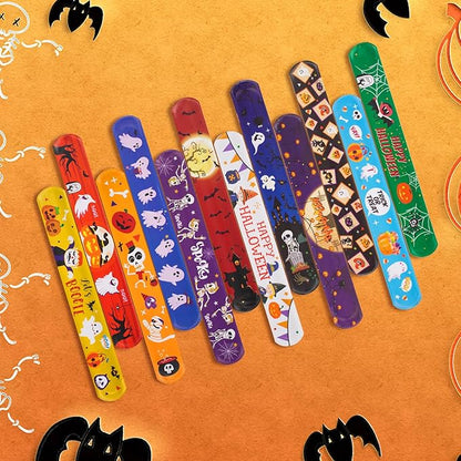 Halloween Slap Bracelets for Kids Halloween Party Favors Friendship Bracelets Bulk for Halloween Party Supplies Snap Bracelet Gifts Classroom Prizes Exchanging Gifts (36)