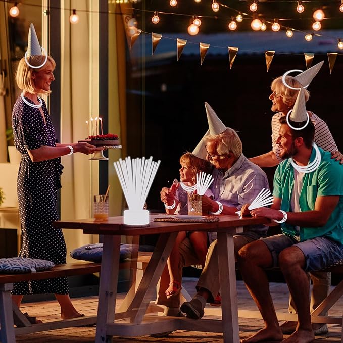 75 Glow Sticks Bracelets and Necklaces, 8'' Glowsticks Bulk Pack Bright Glow in the Dark Party Supplies for Kids (White)