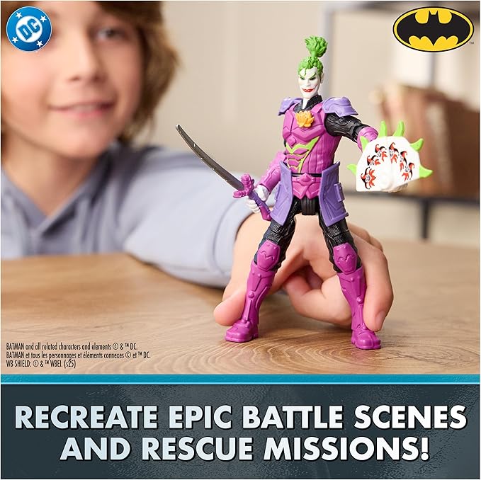 DC Comics, Batman Battle Clash 6” Ninja Strike The Joker Action Figure with 2 Ninja Accessories, Super Hero Kids Toys for Boys and Girls Ages 3 & Up