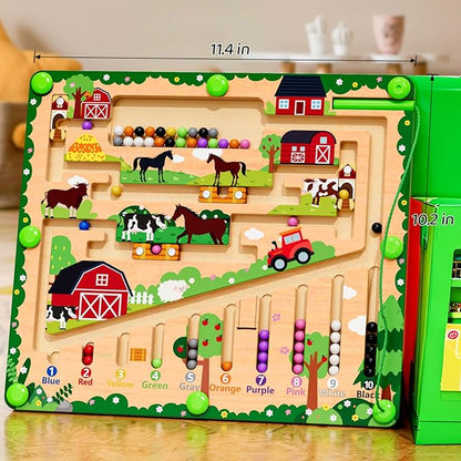 zhiwuzhu Magnetic Color and Number Maze, Montessori Wooden Toys for Ages 2-4,Sensory Toys,Fine Motor Skills Toys for Boys Girls 3-5 Years Old
