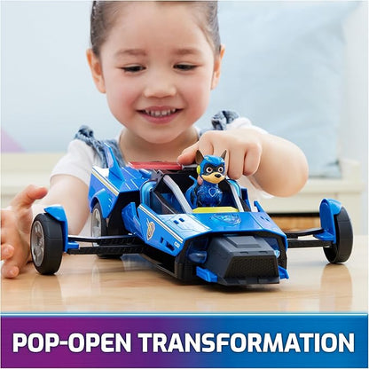 Paw Patrol: The Mighty Movie, Chase's Mighty Transforming Cruiser with Mighty Pups Action Figure, Lights and Sounds, Kids Toys for Boys & Girls 3+