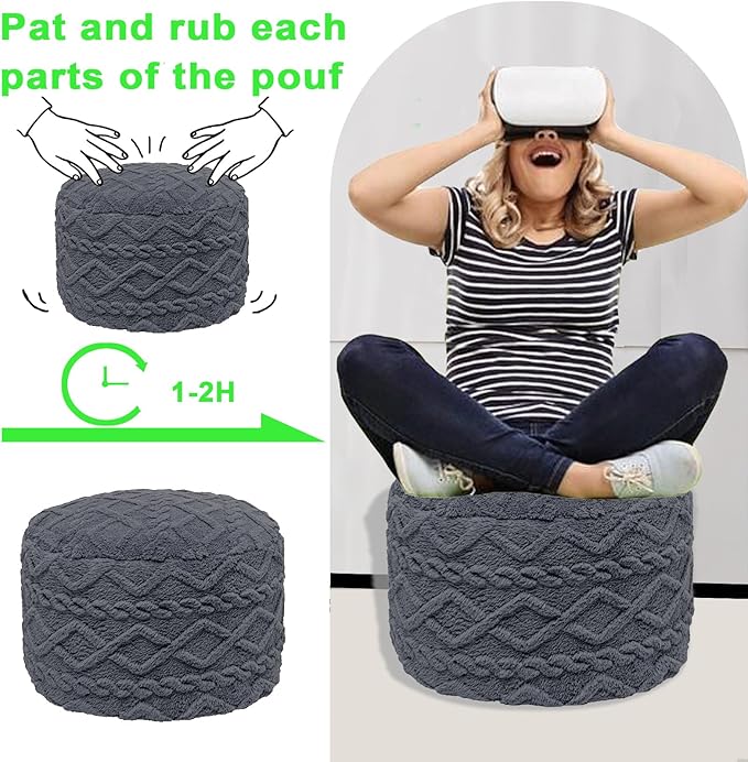 Round Pouf Ottoman Boho Poof Home Decor Floor Pouffe Handmade Circular Ottoman Footrest for Bedroom Foot Stool Poufs for Living Room 20x20x14 Inches