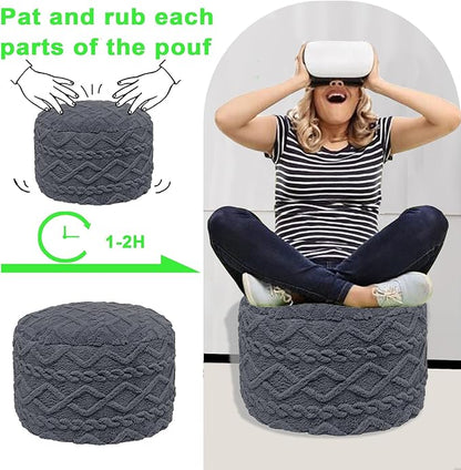 Round Pouf Ottoman Boho Poof Home Decor Floor Pouffe Handmade Circular Ottoman Footrest for Bedroom Foot Stool Poufs for Living Room 20x20x14 Inches