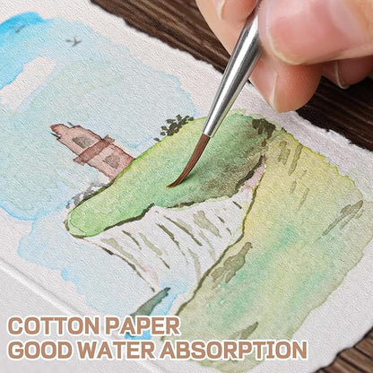 25 Sheets Watercolor Paper 3.5 x 2, 300 GSM Deckled Edge Paper Rough/Textured Handmade Paper for Watercolors, Wedding Invitations, Cards, Crafts