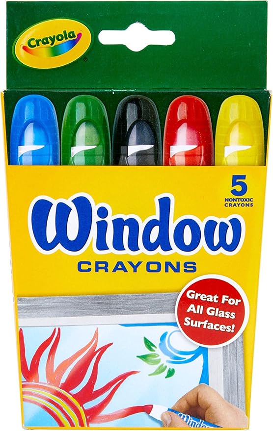 Crayola Washable Window Crayons, Glass and Window Art Supplies, Assorted Colors, 5 Count, Gift for Boys & Girls