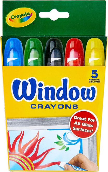 Crayola Washable Window Crayons, Glass and Window Art Supplies, Assorted Colors, 5 Count, Gift for Boys & Girls