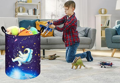 19.7 Inch Round Laundry Clothes Hamper Laundry Basket with Handles,Storage Organizer Bins Laundry Gift Basket for Room, Bedroom Decor