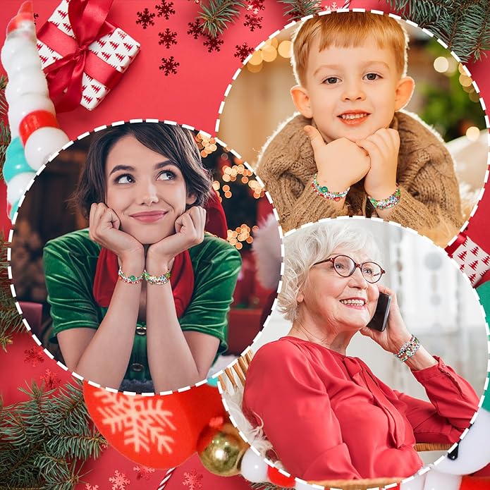 60 pcs Colorful Kids Friendship Bracelet Sets, Stackable Elastic Cute Beaded Bracelets Princess Pretend Play Bracelet Preppy Bracelets Bulk Set for Women Gift