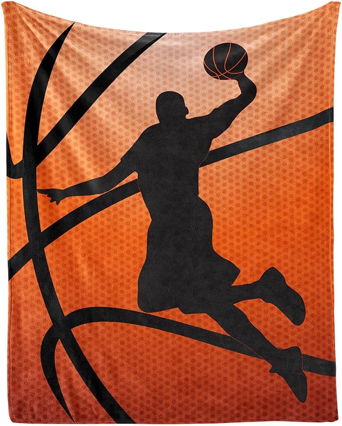 Basketball Throw Blanket - Soft Flannel Sports Basketball Blankets for Girls Boys Kids Pet Basketball Lovers - Warm Basketball Throw Blankets for All Season Sofa Lap, Chair - 40"x30"