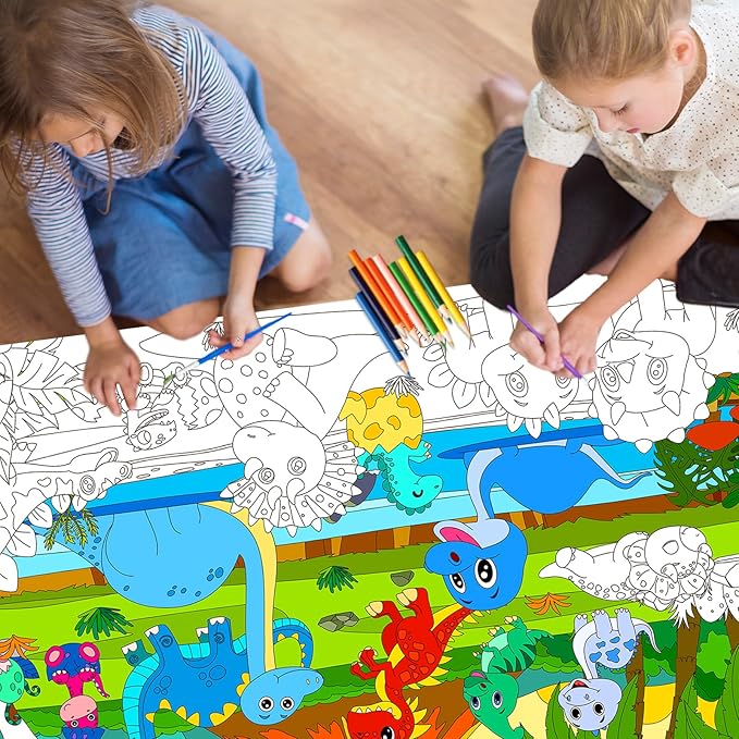 3Pack Giant Coloring Poster, Large Coloring Poster for Kids, Dinosaur, Mermaid, and Sea Animal Huge Big Coloring Page Craft with for Classroom Home Coloring Activities Birthday Gifts Party Favors