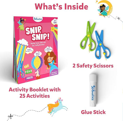 Skillmatics Art & Craft Activity Kit - Snip, Snip Unicorns & Princesses, Develop Scissor Skills, Child Safe, TikTok Viral Sensation, Gifts for Girls & Boys Ages 3, 4, 5, 6, 7