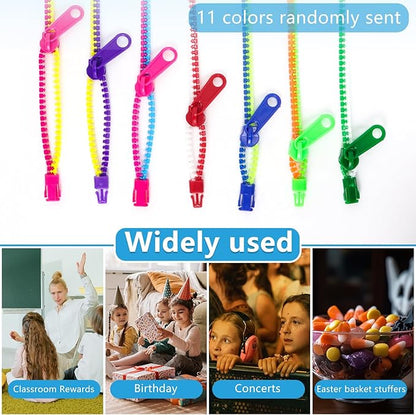 50 PCS Friendship Fidget Zipper Bracelet, 7.67 Inch Neon Colors Sensory Bracelet Bulk Set, Party Toys for Birthday, Christmas Goodie Bags, Small Prizes