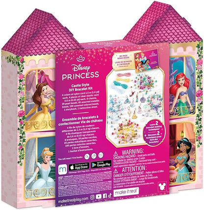 Make It Real: Disney Princess: Castle Style DIY Bracelet Kit - 332 pcs Jewelry Set, Create 12 Bracelets, 8 Exclusive Charms, Girls & Kids Ages 6+