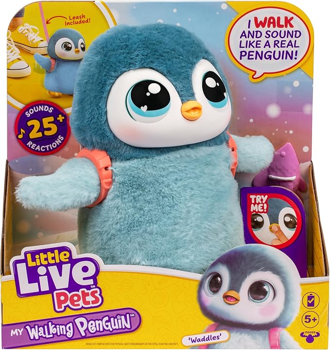 Little Live Pets My Walking Penguin - Waddles Soft and Cuddly Interactive Toy Penguin That Walks, Dances and Flaps It's Wings. 25+ Sounds and Reactions. Batteries Included. for Kids Ages 5+