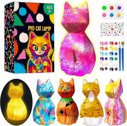 Goodyking Paint Your Own Cat Lamp Craft Kit, DIY 3D Warm Light Cat Lamp, Arts and Crafts for Kids Ages 8-12, Birthday Gifts for 8-12 Years Old Girls Boy, Painting Kit for Kids Ages 3 4 5 6 7 8 9+