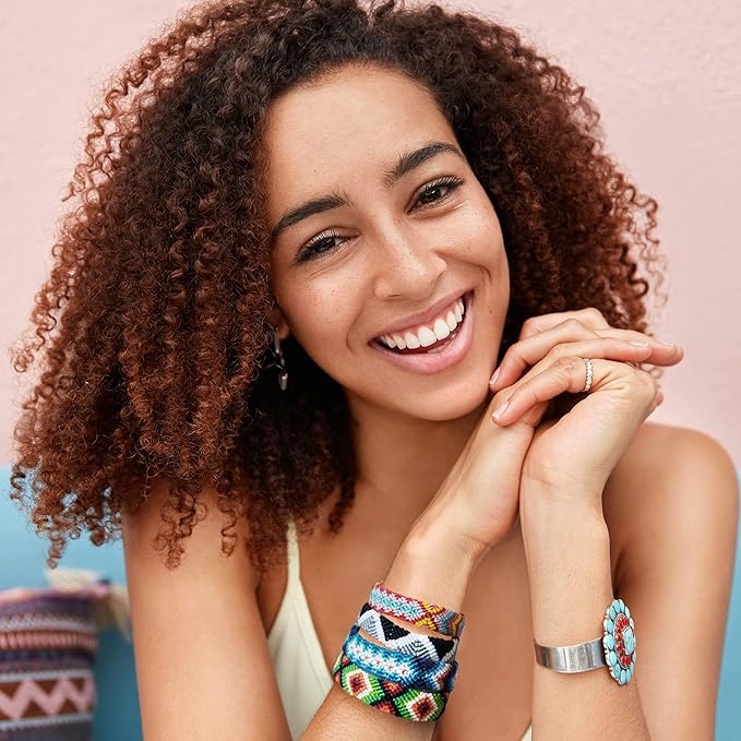 Novelty Place 10 Pcs Woven Bracelet Bulk for Women & Girls - Nepal Style Friendship Bracelets Handmade Braided Rope Wrist String Chain (Random Colors & Patterns)