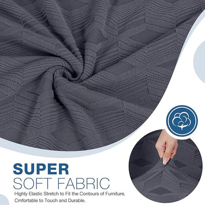 TAOCOCO Recliner Sofa Covers Stretch Reclining Couch Cover, Jacquard Recliner Couch Cover for 3 Seat Furniture Protector Sofa Slipcovers with Elastic Bottom for Kids, Pets (Dark Grey)