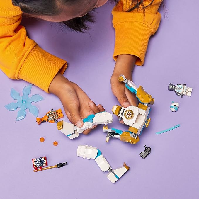 LEGO NINJAGO Zane’s Power Up Mech EVO Action Figure with Cobra Snake and Zane Minifigure, 71761 Collectible Mission Banner Series, Ninja Toys for Kids