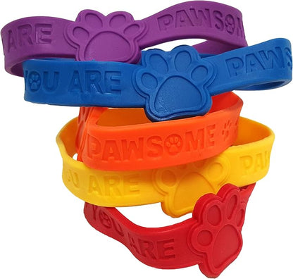Paw Print Rubber Bracelets, You are Pawsome' Rubber Bracelet Party Favors