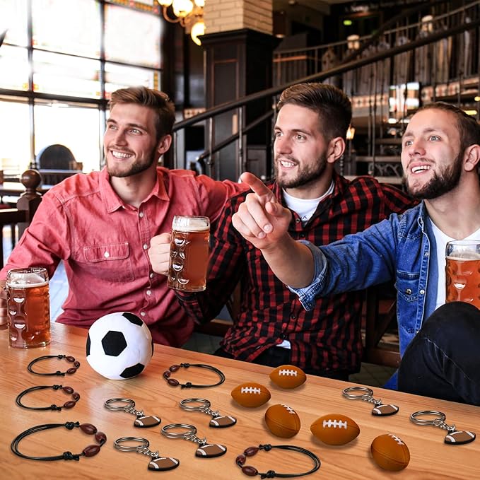 Nosiny 108 Pcs Football Party Favors Bulk 36 Pcs Football Keychain Gifts 36 Pcs Football Stress Balls 36 Pcs Football Charm Bracelets for Team Birthday Party Supplies