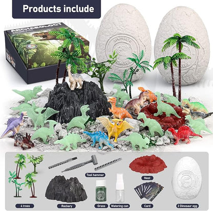 Jumbo Dino Eggs Dig Kit, Dinosaur Toys for Kids 5-7 8-12, 2 Dinosaur Eggs Excavation with Digging Tools, Educational STEM Toys for Boys Girls Birthday, Christmas, Easter Gift