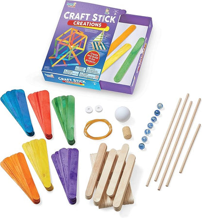 Learning Resources Craft Stick Creations 10 Science Experiments, Activity Book for Kids Ages 9-12, Jumbo Craft Stick Kit for Science, Technology, Maths & Engineering Activities, Multi-coloured