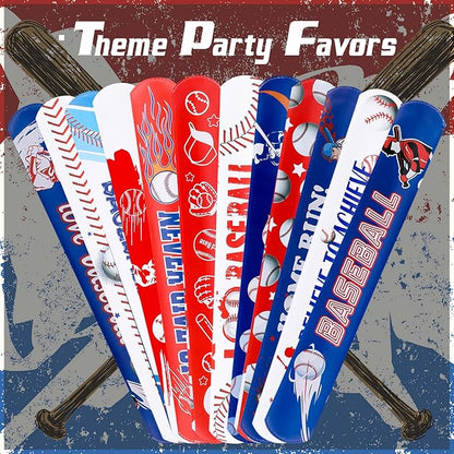 40Pcs Baseball Slap Bracelets Party Favors with Baseball Tattoo Birthday Gifts Baseball Party Decorations Snap Band for Kids Boys