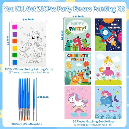 Rotu Water Coloring Books for Kids Party Favors for Kids 4-8, 30 Pack Birthday Gifts Classroom Prizes Goodie Bags Stuffers Bulk Art Craft Supplies, 210Pcs