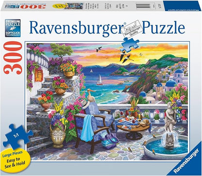 Ravensburger Santorini Sunset Puzzle - 300 Piece Large Format | Unique Softclick Technology | Vibrant, Glare-Free Imagery | Durable & Eco-Friendly | Ideal for All Ages