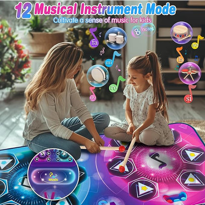 maysida Rechargeable Dance Mat - Double User Play Mat with Extra Large Size (59*38 in), Dancing Music, Challenge Game, Piano Mode, LED Lights, Christmas Birthday Gift for Kids Girls Boys 3-12 Year Old