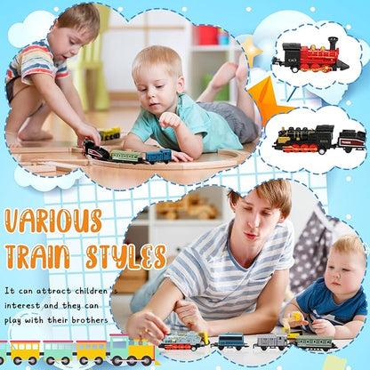 Hanaive 3 Sets Train Toys Mini Simulation Steam Toys Small Retro Steam Train Model Pull Back Set Diecast Locomotive Model Set for Boys and Girls Gifts Birthday Party Favor School Reward Gifts