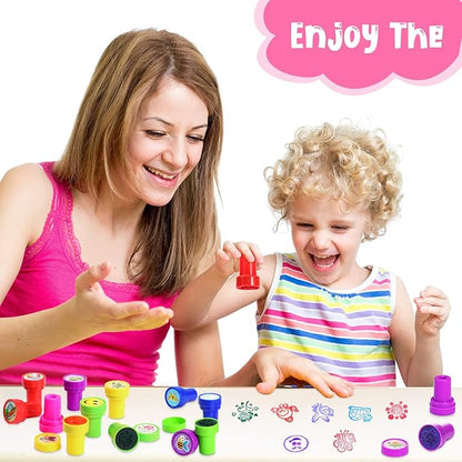 Kosiz 200 Pcs Assorted Stamps for Kids Bulk Teacher Stamps Self Ink Kids Stamps Assorted Stampers for Birthday Gifts Party Favors Back to School Supplies Game Prizes (Cute Style)