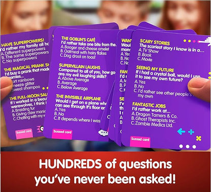 SUSSED Wacky ‘What Would You Do?’ Fantasy Card Game - Fun for Girls, Boys & Tweens - for Kids Ages 8 and Up, 2-8 Players, 15-30 Min Playtime - Purple Deck: Dragons, Space & Magic