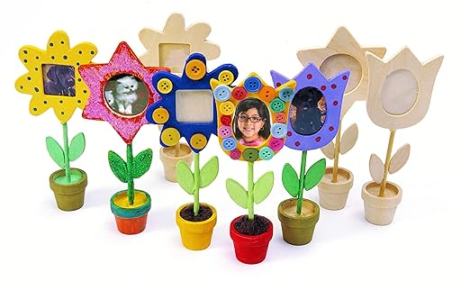 Colorations Wooden Flower Pot Picture Frames, Great Craft Project for Kids, Create a Keepsake, 12 Frames, Ideal Mothers Day or Fathers Day Gift, Birthday or Holiday, Personalize & Individually Decorate