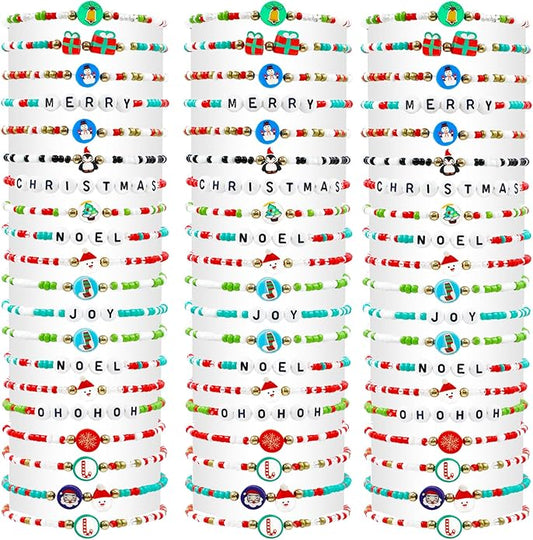 60 pcs Colorful Kids Friendship Bracelet Sets, Stackable Elastic Cute Beaded Bracelets Princess Pretend Play Bracelet Preppy Bracelets Bulk Set for Women Gift