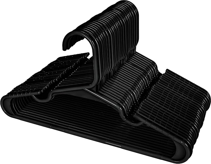 Utopia Home 60 Pack Kids Hangers - 11.5 Inch Plastic Baby Hangers for Closet - Childrens Hangers for Clothes & Infant Hangers for Closet - Ideal for Everyday Standard Use (Black)