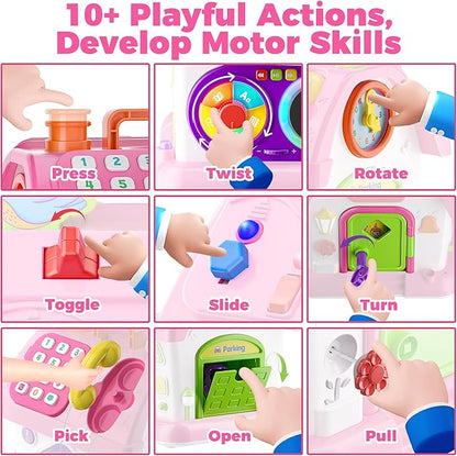 Talkfun Montessori Toy for 1 Year Old Girl Gifts, Musical Bilingual Educational Toddler Toy Age 1-2 Yr 12-18 Month, First Birthday Gift for 1 Year Old Girl (Pink)