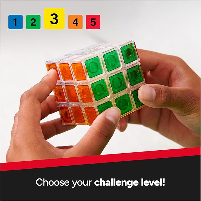 Rubik’s Cube, Crystal Cube, Transparent 3x3 Cube Color-Matching Puzzle Game, Twisting Fidget Toy, Challenging Brain Teaser & Sensory Puzzle for Adults, Teens, & Kids, for Ages 8 & Up
