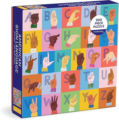 Mudpuppy American Sign Language Alphabet 500 Piece Family Puzzle