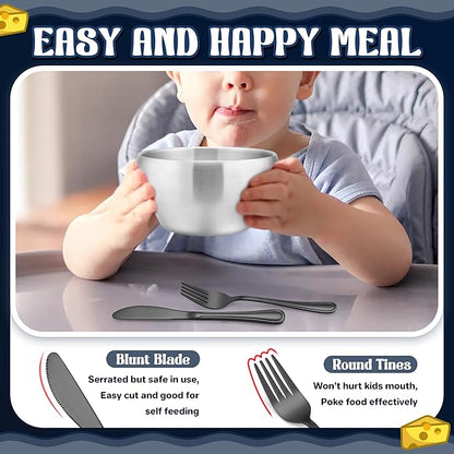 HaWare 12-Piece Kids Silverware, Stainless Steel Toddler Utensils Flatware Set, Preschooler Eating Utensils Includes 4 Spoons 4 Forks 4 Knives, Metal Children Cutlery for Home School, Mirror Finished